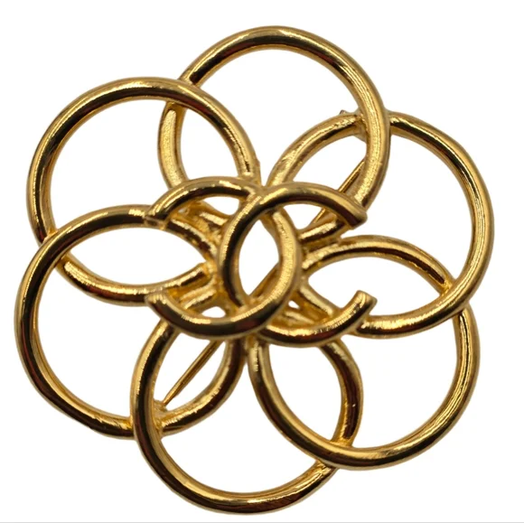 #5 Chanel Flower Brooch Centered with CC Logo, 1996
